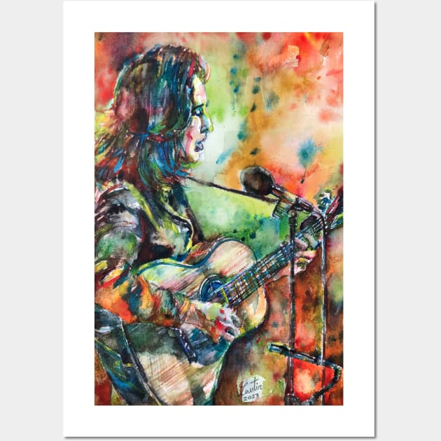 JOAN BAEZ - watercolor portrait .1 Wall Art by lautir